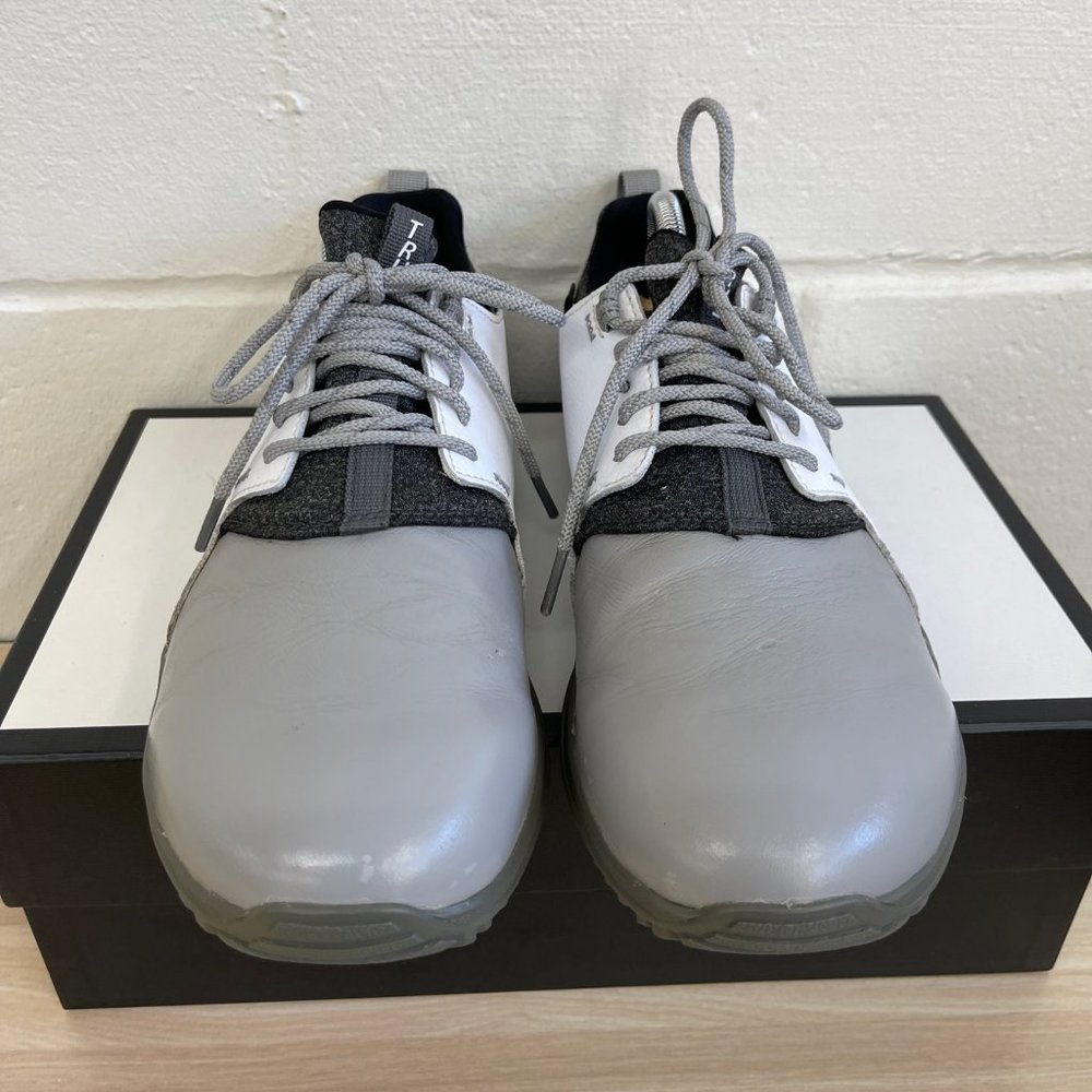 True Linkswear Originals Mens Size 10.5 Golf Shoes Gray White Leather Sneakers